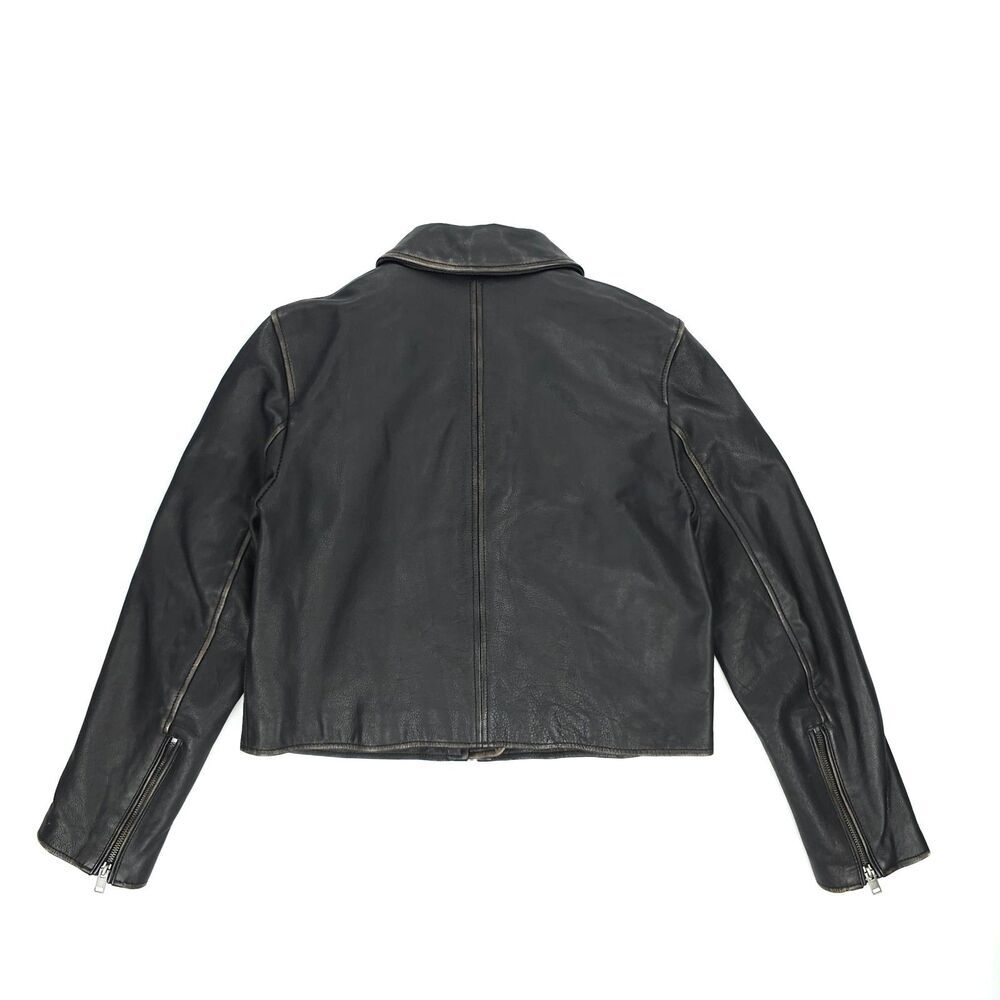 NEW Zara Genuine Leather Jacket Distressed Crop 90s Y2k Downtown Girl Clean Girl - Picture 8 of 13